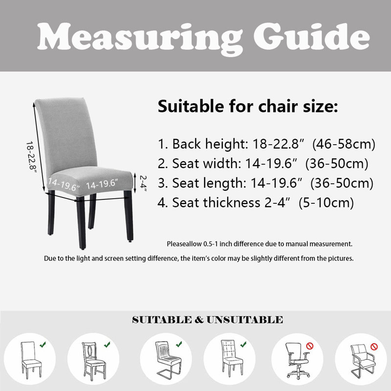 Housses de chaise, housses de chaise de salle à manger, protection de siège extensible, ensemble de 6, Argent