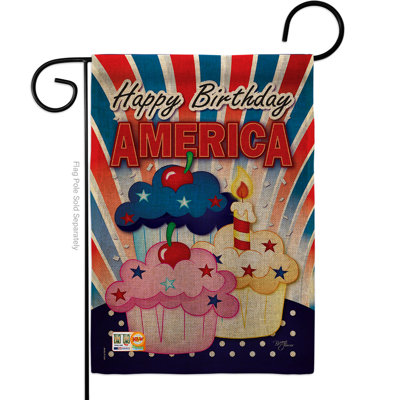 Breeze Decor G161052-Db American Cupcake Burlap Americana Fourth Of July Impressions Decorative Vertical 13" X 18.5" Double Sided Garden Flag