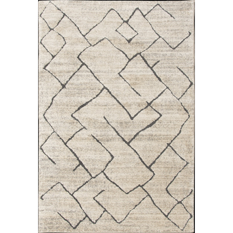 Tapis beige / noir Bungalow, Rectangle 7 pi 10,5 po x 9 pi 10,1 po