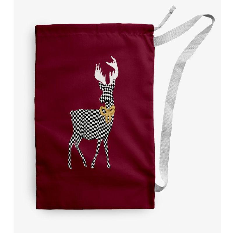Sac à linge Merry Deer Christmas, Petit (H 29 po x l 18 po), Rouge