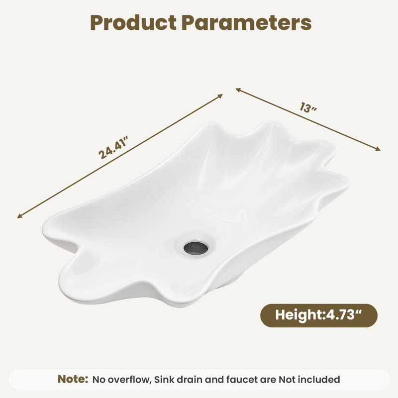 24" Shell Shape Bathroom Vessel Sink