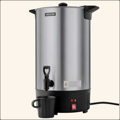 Commercial Coffee Urn, 100 Cup 15 L Hot Beverage Dispenser With Dripless Faucet, Quick-Brewing Stainless Steel Large Commercial Coffee Maker, For Catering, Business, Party, Church & Restaurant