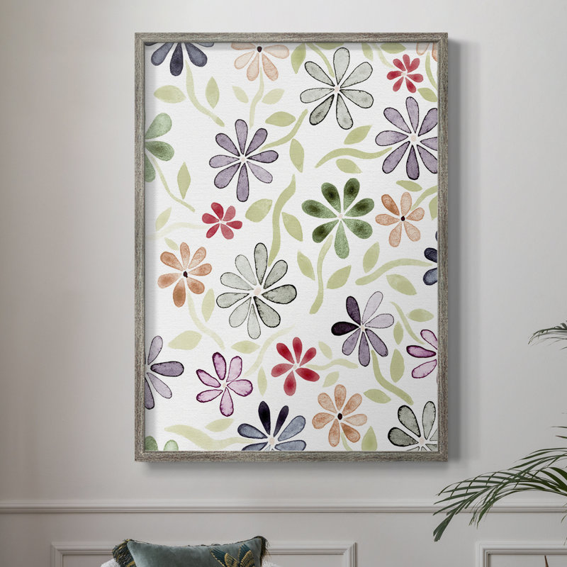 «Faded Flowers II», reproduction encadrée - bois massif, H 21 po x l 17 po