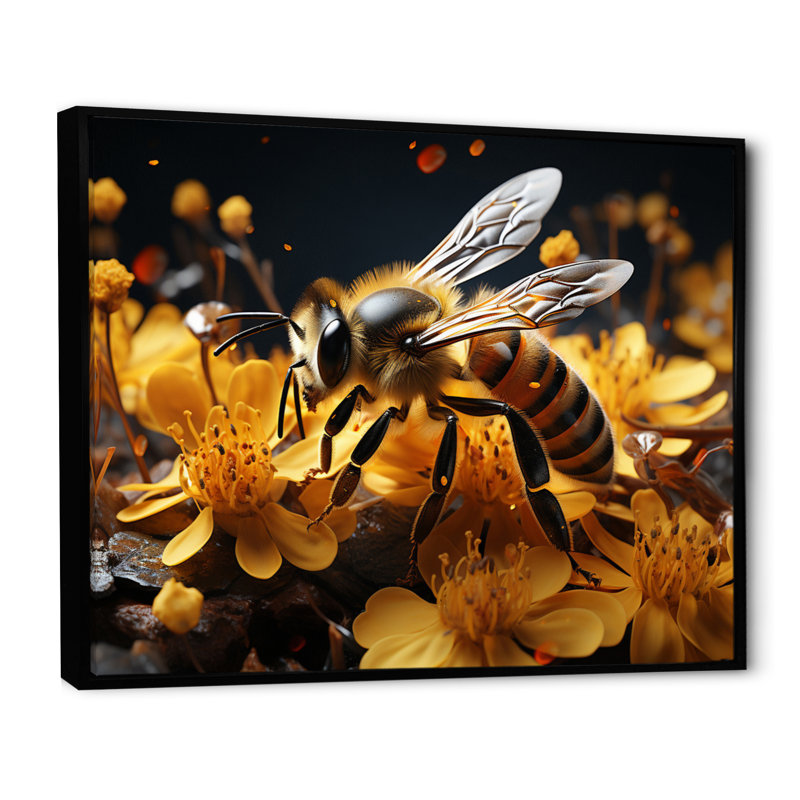 Décoration murale Bee Buzzing Life, H 34 po x l 44 po x P 1,5 po, Cadre photo noir