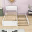 Lit plateforme simple en bois avec lit gigogne et tête de lit-1259657291