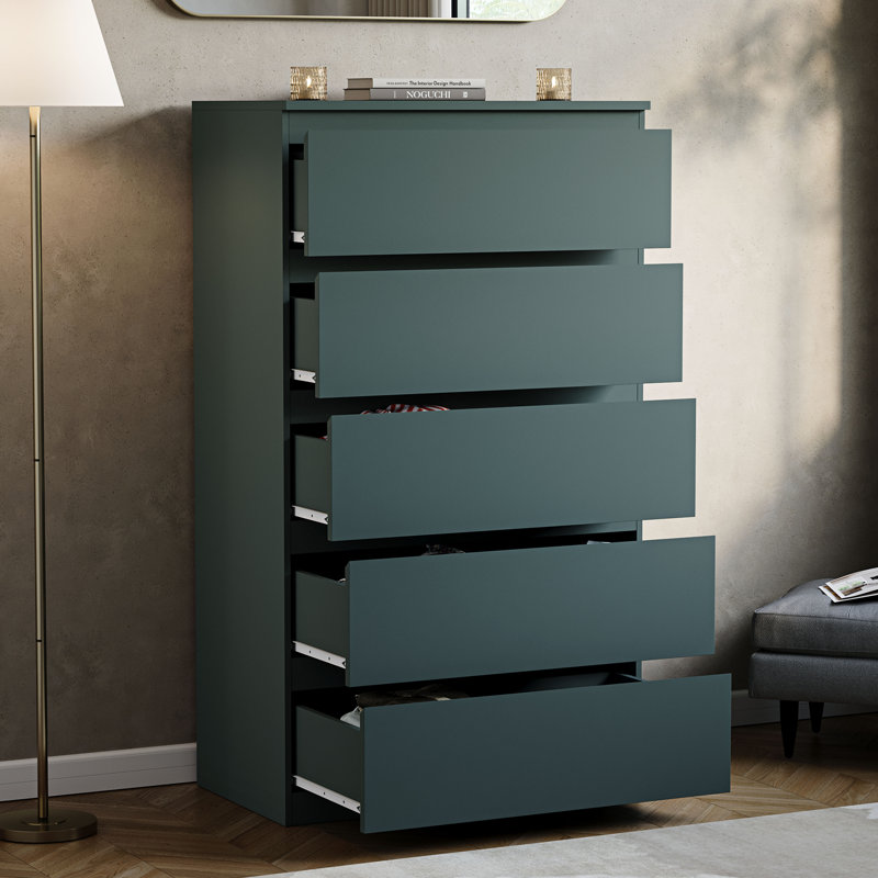 Cunha 70cm W 5 - Drawer Chest of Drawers, Green