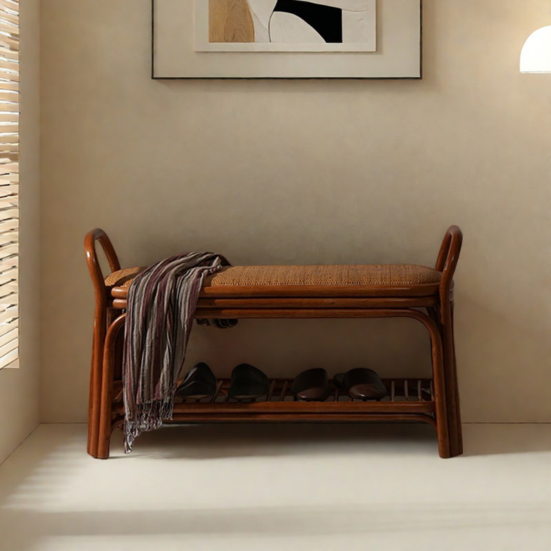 31.5in Rattan Weaving Shoe Bench