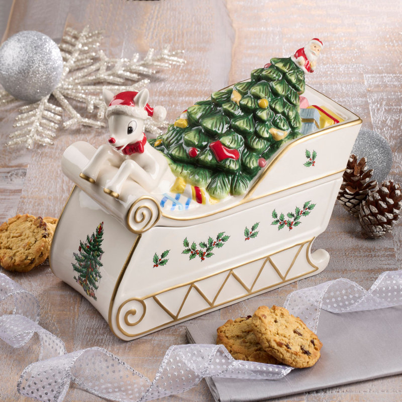 Spode Christmas Tree Rudolph Cookie Jar