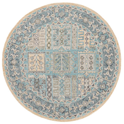 Taourirt Hand Tufted Wool/Cotton Oriental Rug in Teal/Blue
