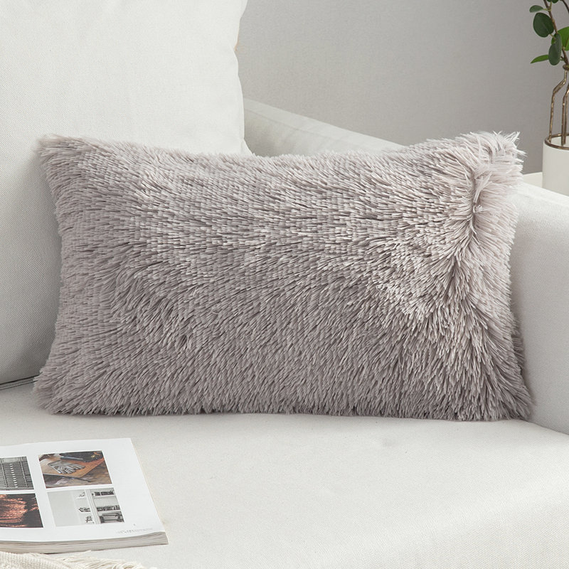 Housse de coussin en fausse fourrure, Gris