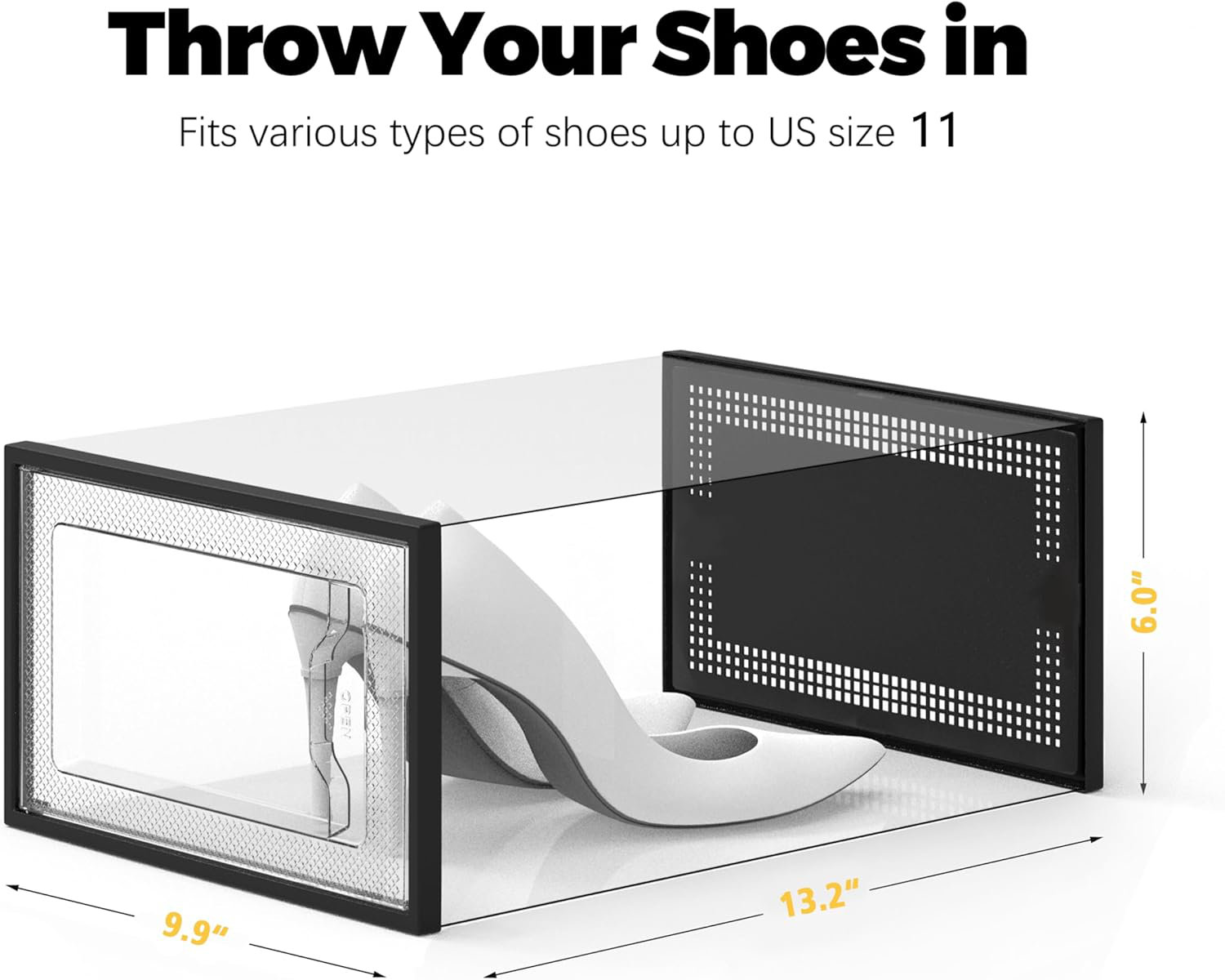 Rebrilliant Clear Plastic Stackable Shoe Storage Box With Ventilation ...