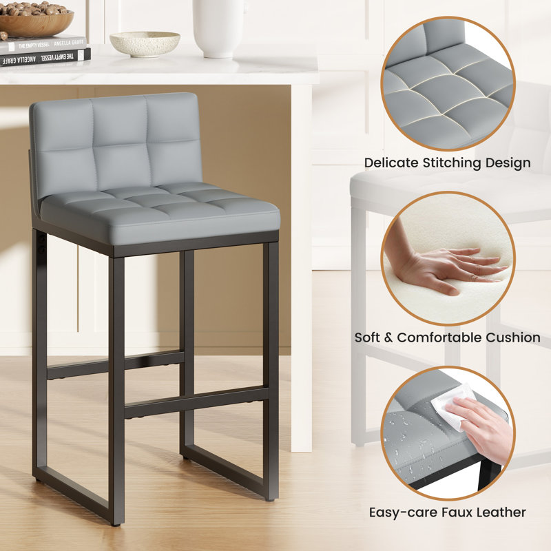 Counter Stool with Metal Frame, Light Grey