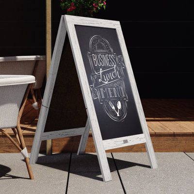 Wood A-Frame Magnetic Chalkboard Set with Markers, Stencils, and Magnets