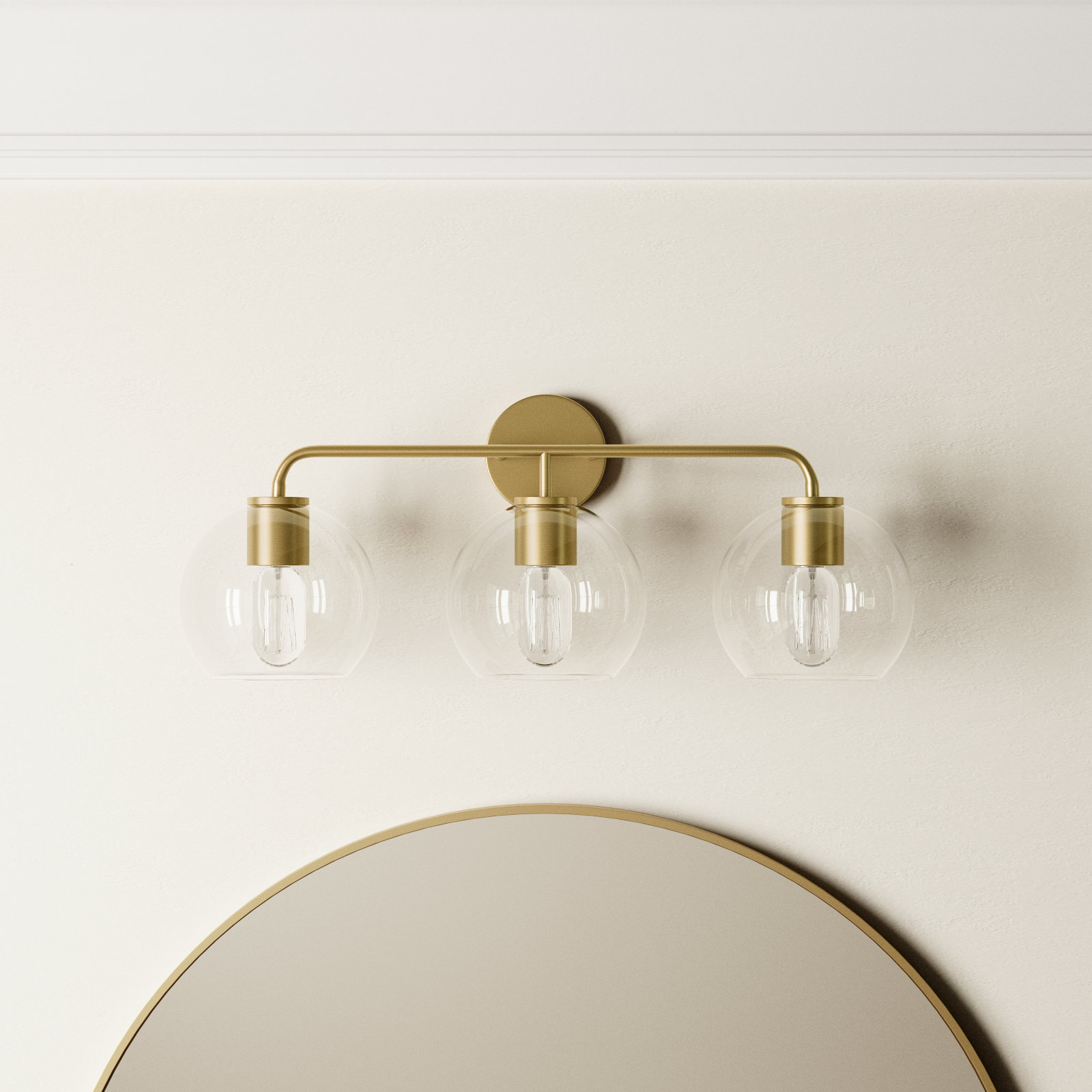 Childerley 3-Light Dimmable Vanity Light, Satin Brass, Clear