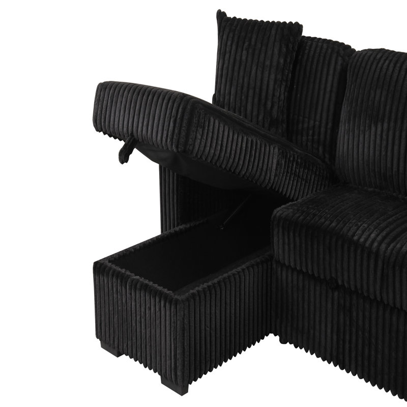 Canapé modulaire moelleux avec canapé-lit en velours, Velours noir
