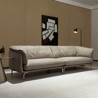 Khaki Genuine Leather Modular Sofa cushion couch