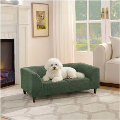 Canapé pour animaux de compagnie avec dossier et accoudoirs, canapé pour animaux de compagnie rectangulaire moderne convenant aux petits et moyens chiens, canapé pour chien confortable à coussin souple