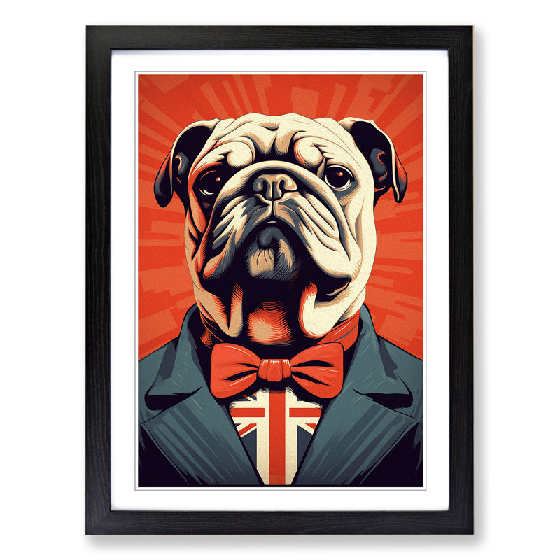 British Bulldog Constructivism - Single Picture Frame Print on Wood, Black, 64cm H x 46cm W x 2cm D