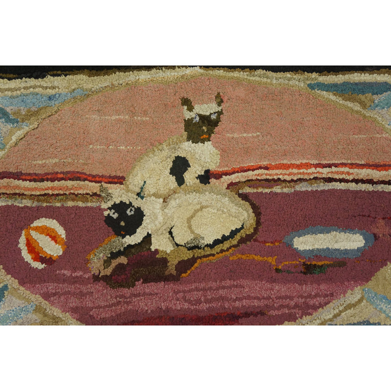 Tapis crocheté en laine antique des années 1930