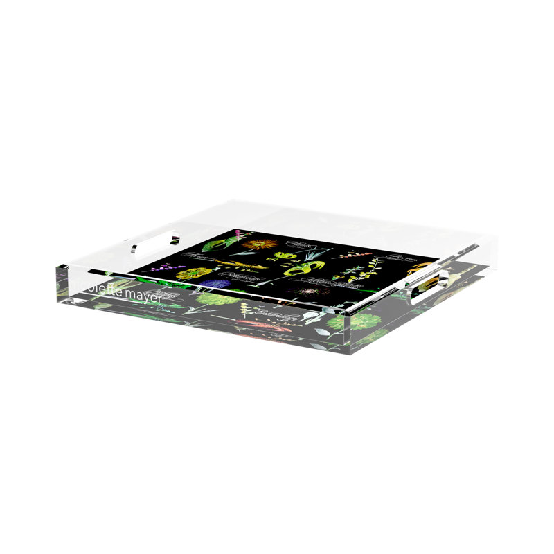 Dapper Square Decorative Tray, 12"W x 12"D x 2"H, Green