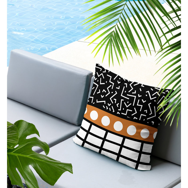 Oreiller carré réversible intérieur / extérieur Poptik, Orange, Carré 20 po