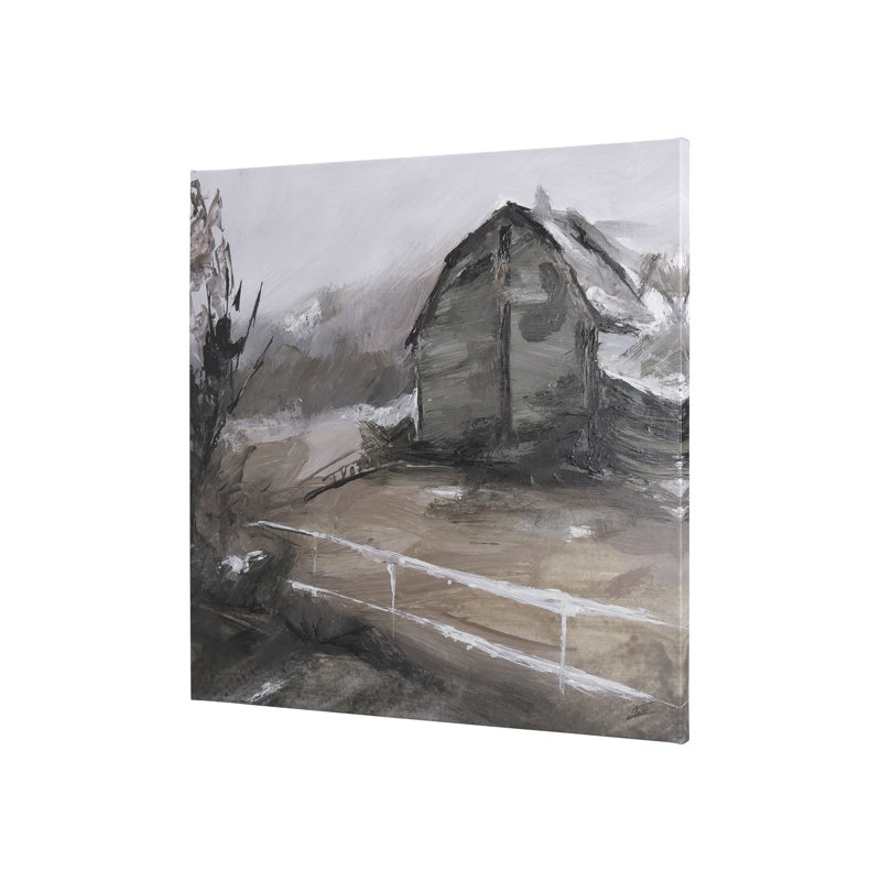 Fin de l'automne dans la campagne, toile tendue à la main, H 30 po x l 30 po x P 1,5 po