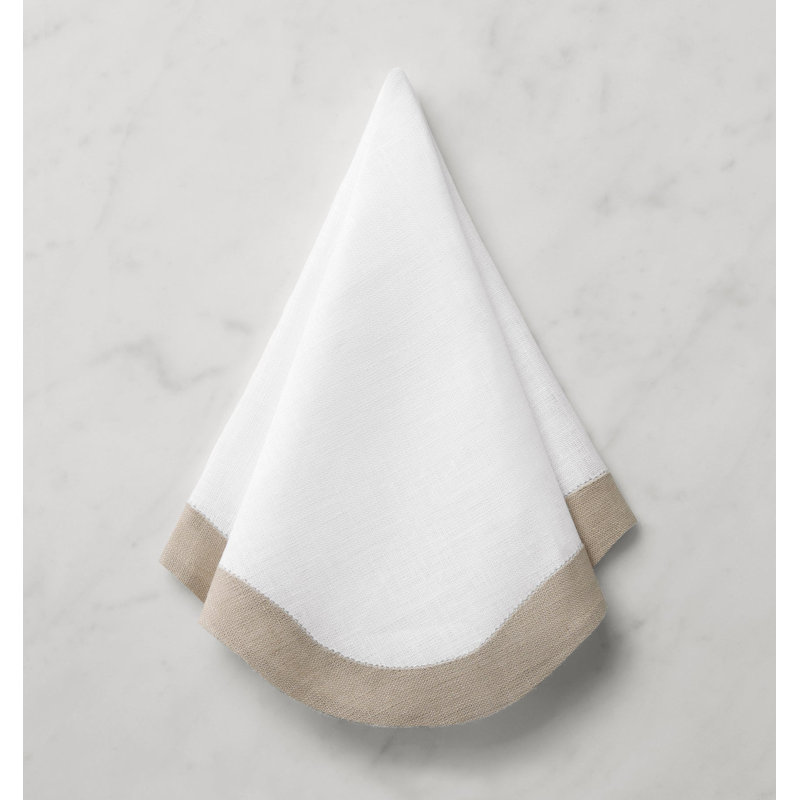Ondulato Linen Novelty Napkins, White/Natural