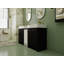 Meuble-lavabo autoportant avec lavabo en résine et armoires de rangement-698963363