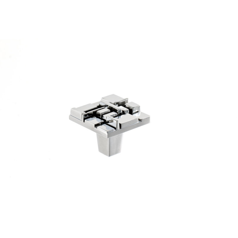 Offset 1 1/2" Length Square Knob, Polished Chrome