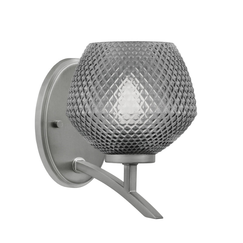 Kurve Uplight Wall Sconce With 6" Smoke Textured Glass, Silver