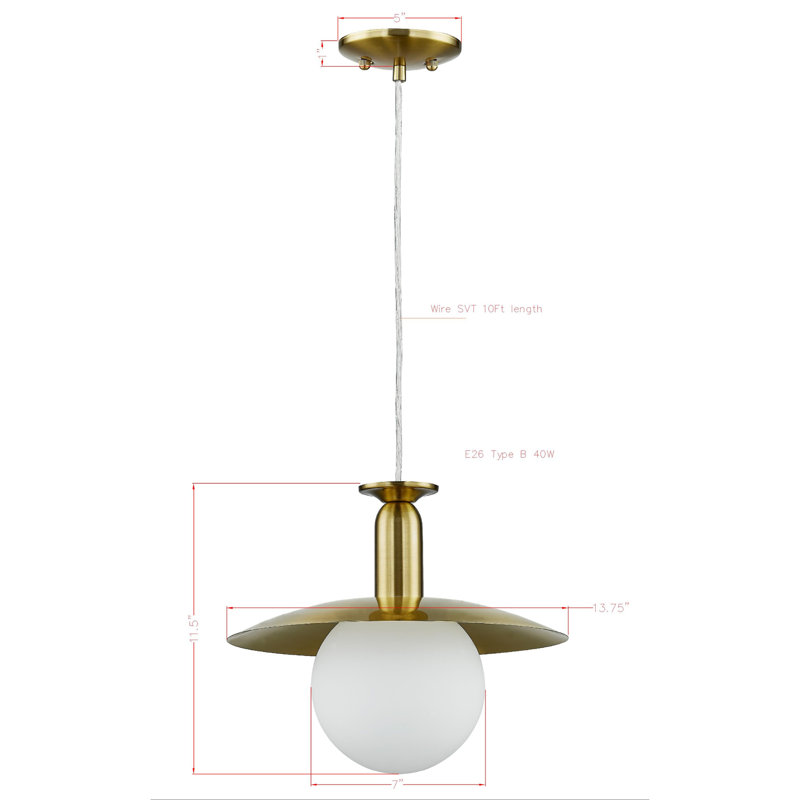 Luminaire suspendu en métal Janice, doré