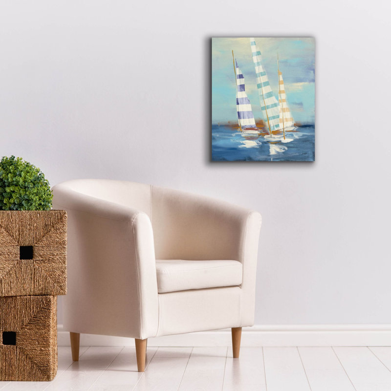 Art mural sur toile Breakwater Bay «Summer Regatta 3 Stripes» par Julia Purinton, H 24 po x l 20 po x P 0,75 po