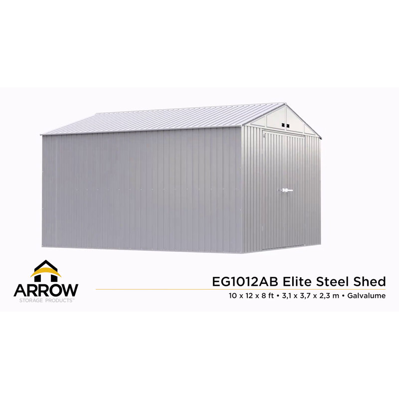 Elite 10' x 12' Blue Grey Steel Storage Shed