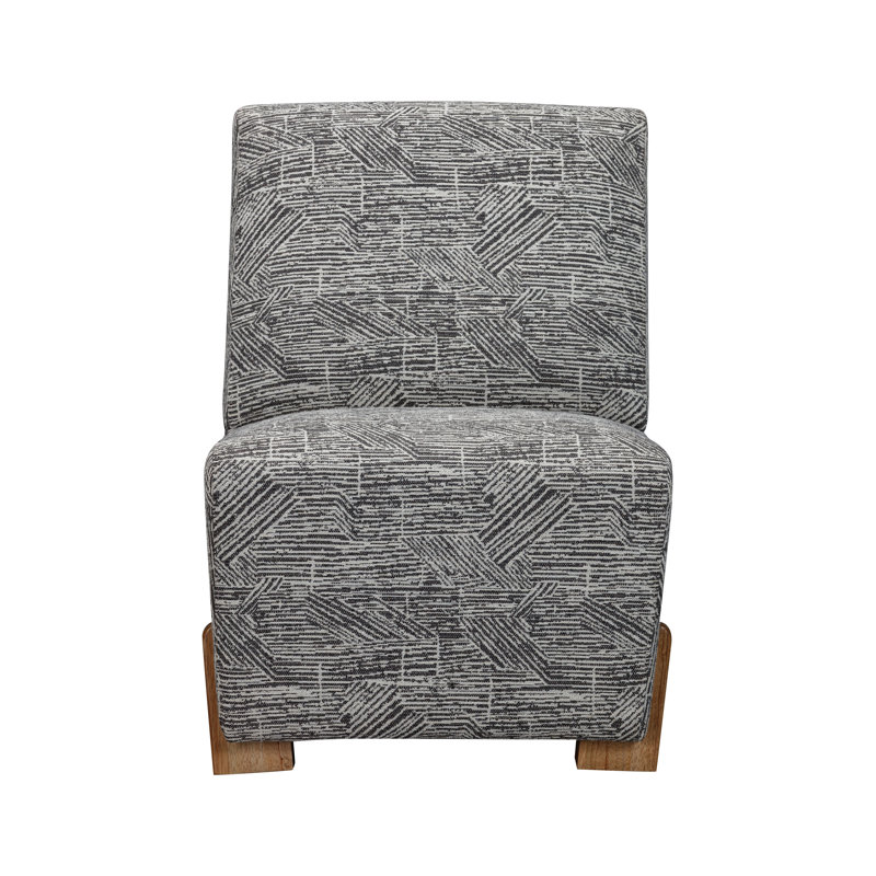 Chaise d'appoint Jasper - Tissu en polyester avec pieds en bois de manguier