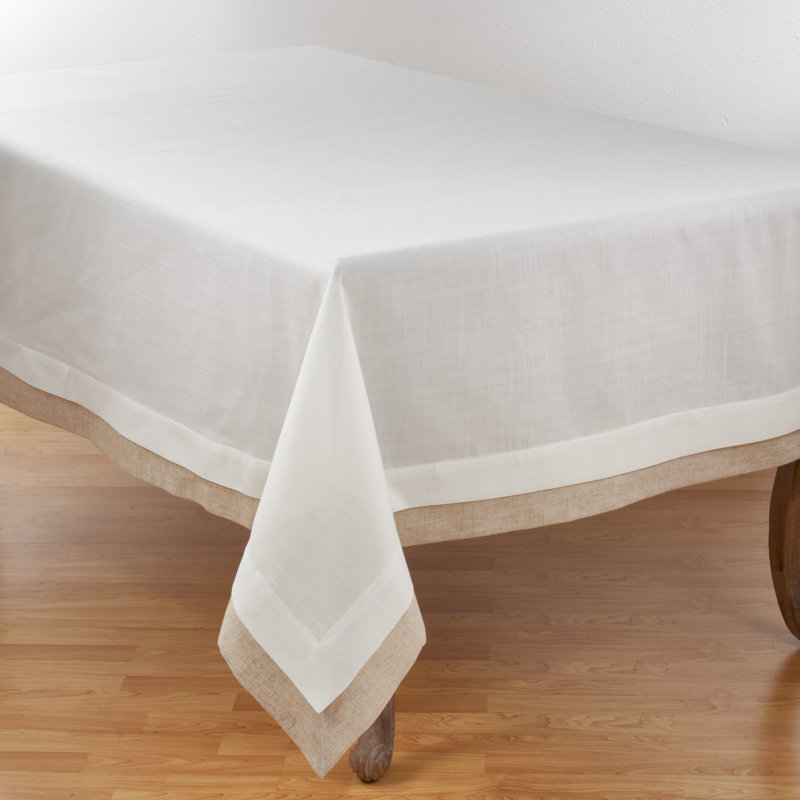 Moldura Double Layer Tablecloth, Ivory, 120" L x 67" W