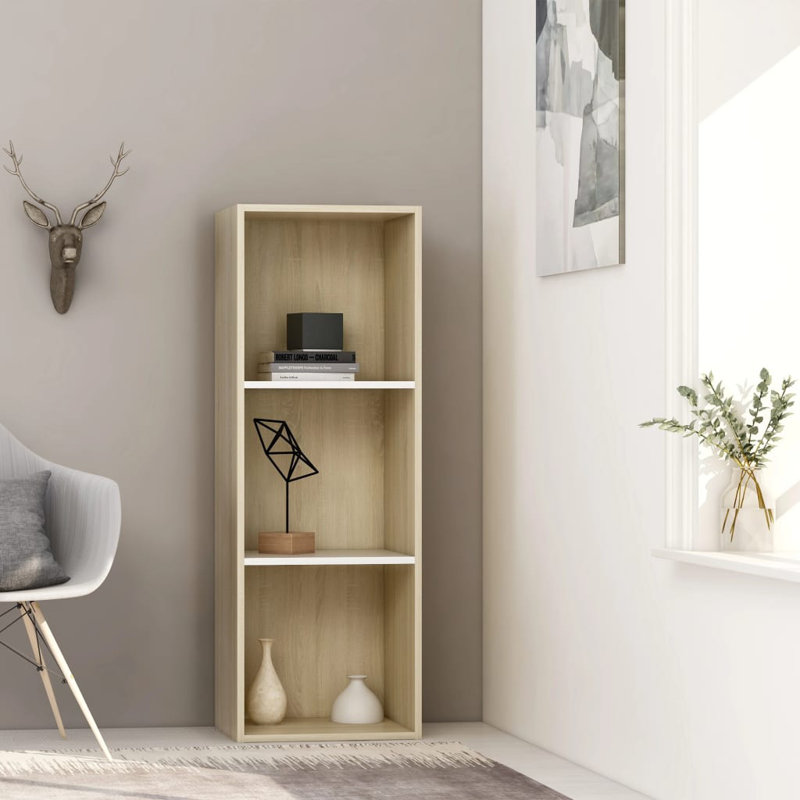 White/Sonoma Oak, (3 Shelves) 23.6" H x 42.9" W x 9.4" D