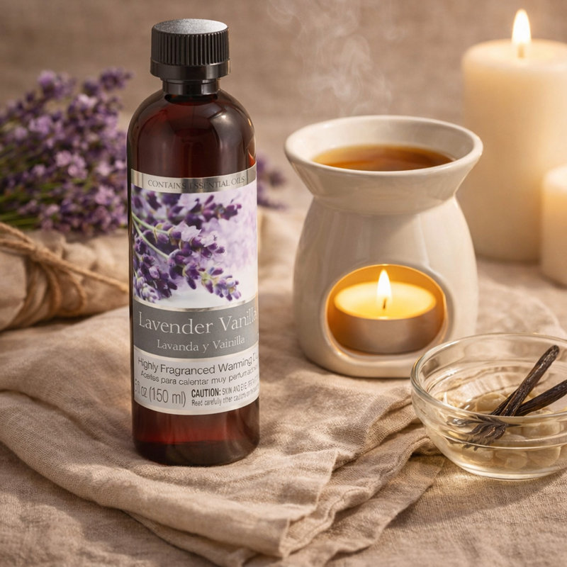 Ensemble de 2 huiles chauffantes à parfum de vanille et de lavande de 5 oz. Cadeau idéal pour les mariages, le spa, le reiki, la méditation et la salle de bain. P1