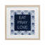 «Eat Pray Love on Blue Florals», reproduction sous verre encadrée, conception par Annie Lapoint-546960758-546960761