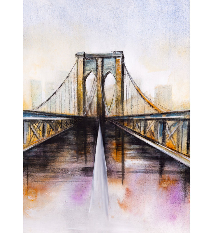 Colorful Brooklyn Bridge Canvas - Bedroom Architecture Decor