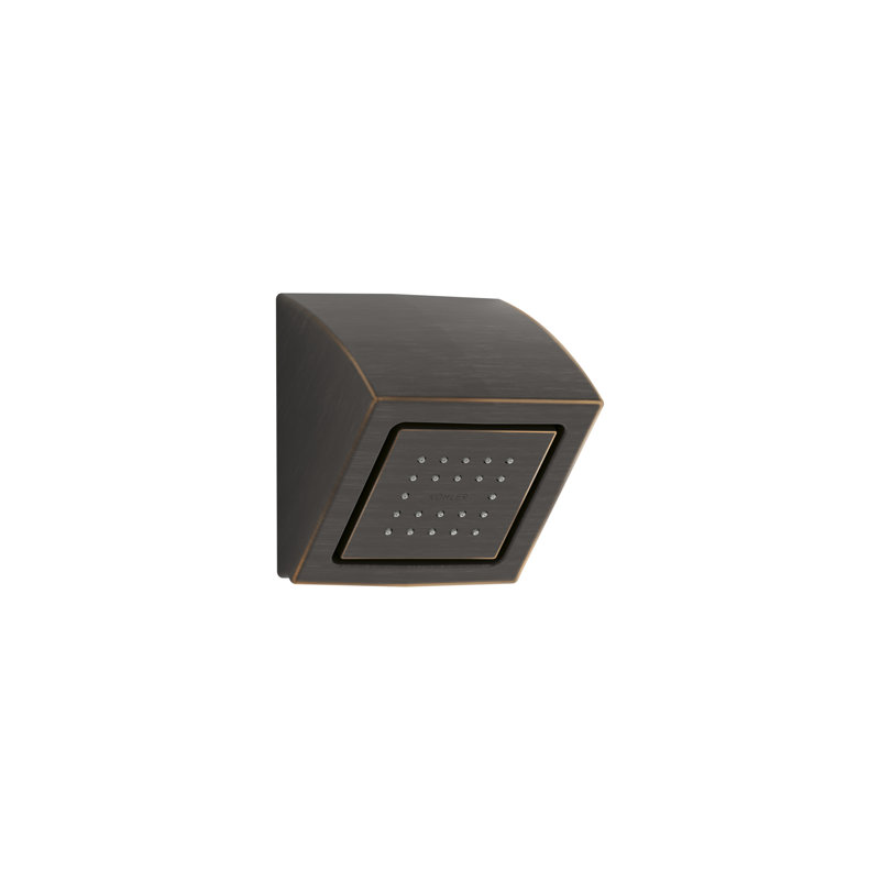 Pomme de douche murale carrée 22-buses avec jet de stimulation watertile, Bronze huilé