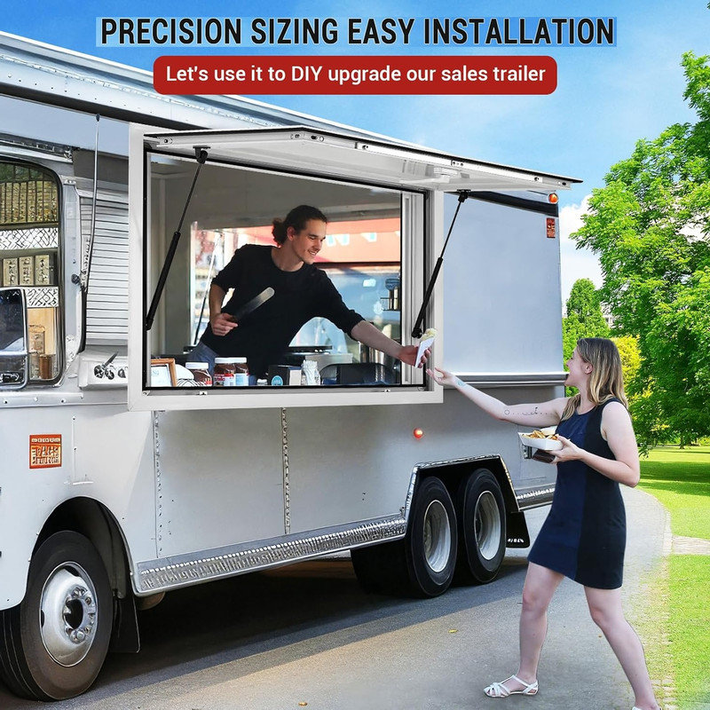 36"W x 24"H Concession Window - Horizontal Sliding with Magnetic Mesh Screens, 2 Windows & Auto-Retract Function, Waterproof Design & Safety Lock, Serving Window for Food Trucks Concession Trailers