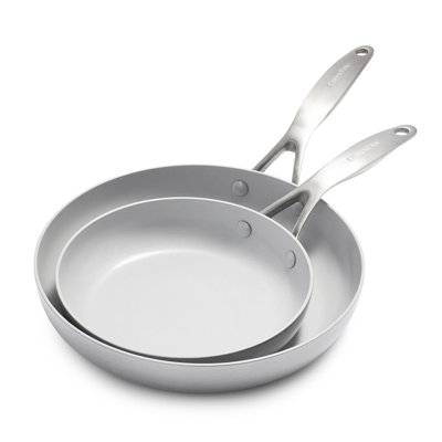 Ensemble de poêles à frire antiadhésives en acier inoxydable 8 po et 10 po GreenPan Venice Pro