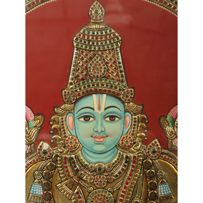 Standing Lord Vishnu | Tanjore Painting with Frame
