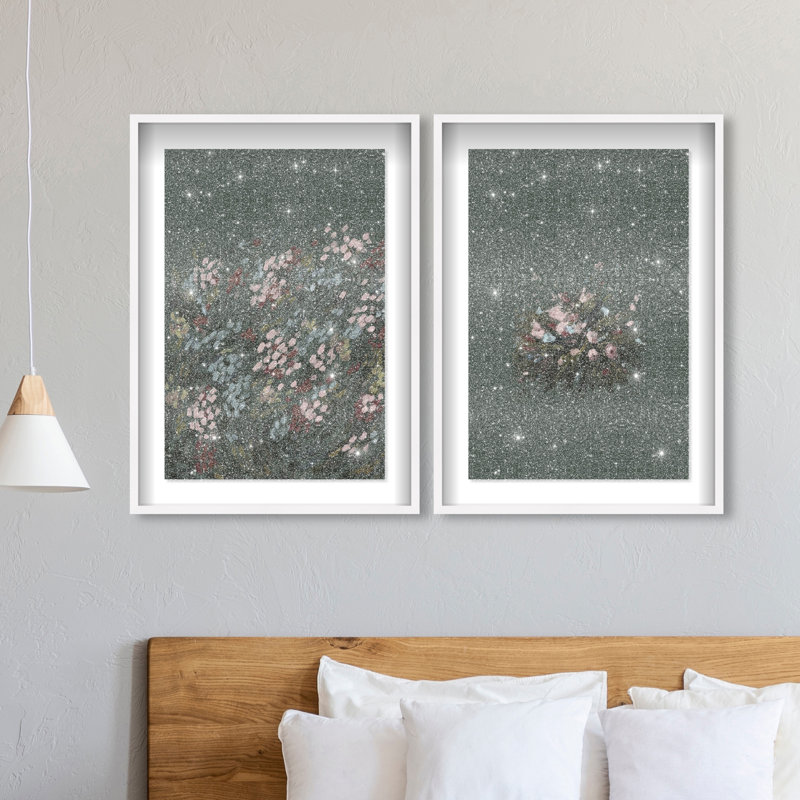 Subtle Universe Set Shadowbox Abstract Print by Oliver Gal, Black Frame, 10 x 15, 25.5"H x 37.5"W, White Shadowbox