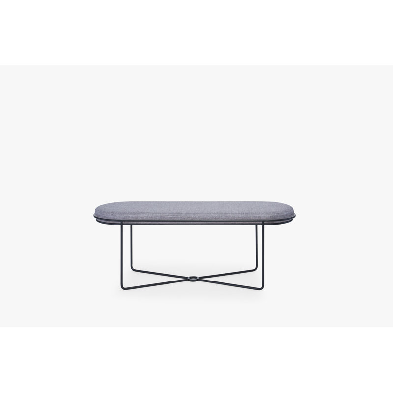 Ariss 120cm Wide Oval Solid Colour Standard Ottoman, Grey, Black