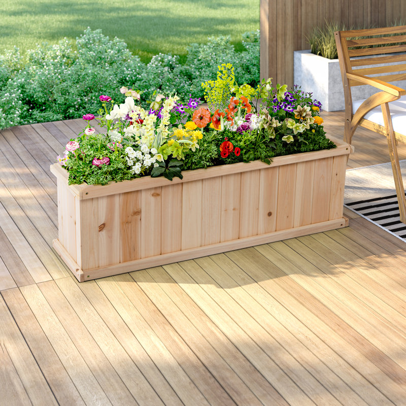 Wood Outdoor Raised Garden Bed Planter Box, 12" H x 40" W x 12" D