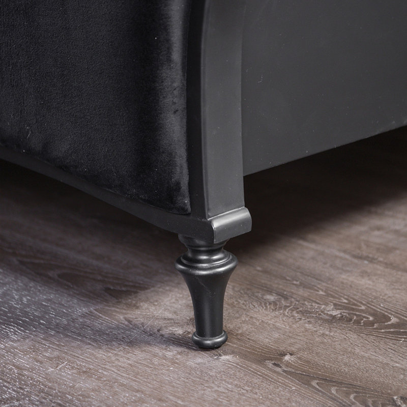 Magnifique lit en tissu, Noir, Grand