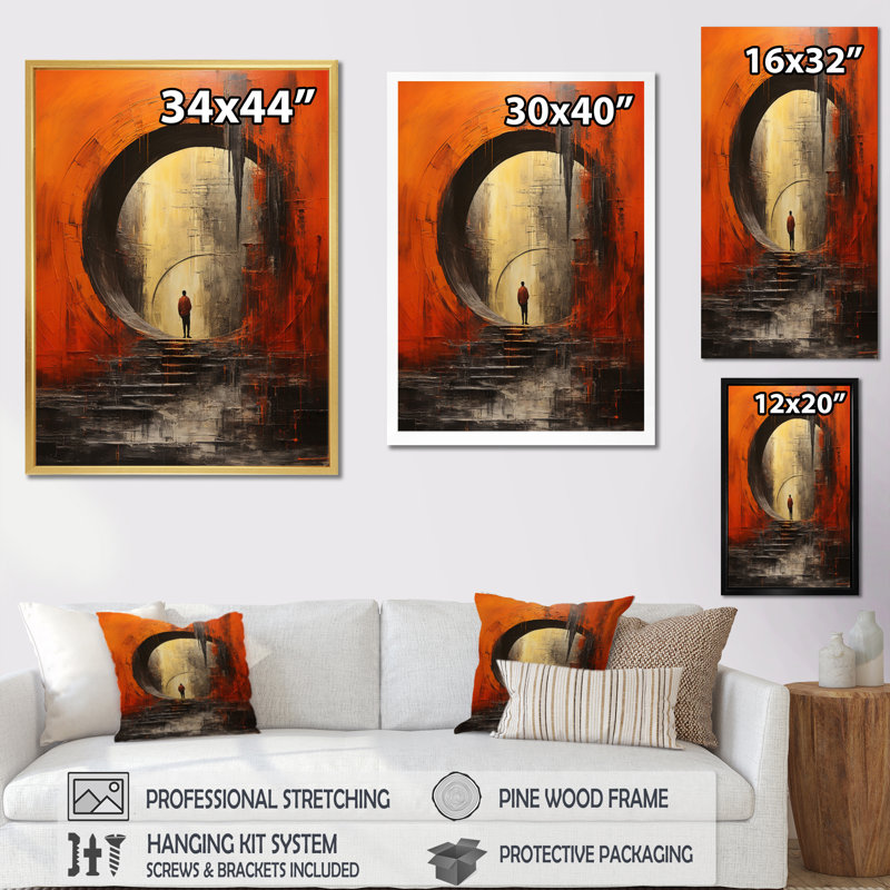 «Orange Tunnel Whispering Echoes Mixed II», reproduction sur toile, H 32 po x l 16 po x P 1 po, Toile tendue