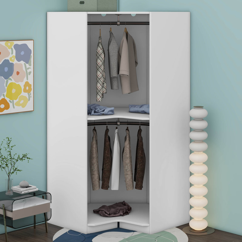 Mohegan Polygon Corner Wardrobe, White
