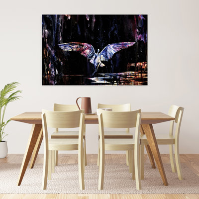«Mystical Night Flight», art abstrait coloré d'oiseau dramatique nature